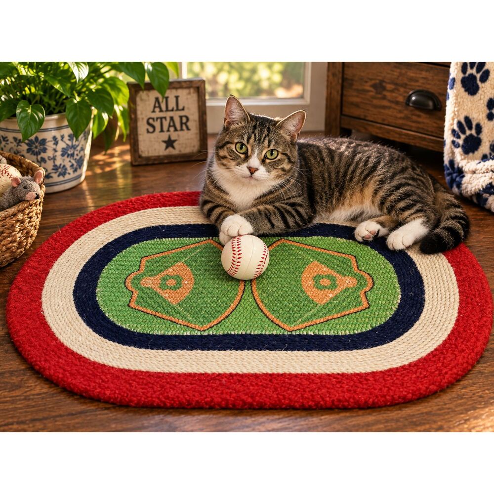 NEW Baseball Field Cat, Sleeper, Scratcher Nest & Toy w/ Ball Teaser 15.5 x 24"